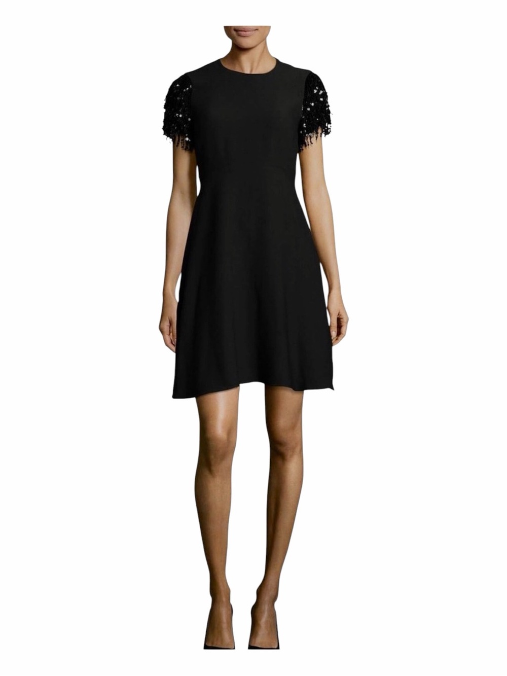KATE SPADE Black Sequin Fringe Sleeve Swing Dress. Size 6.